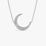14k Large Diamond Crescent Moon Necklace 14k White Gold Ferkos Fine Jewelry