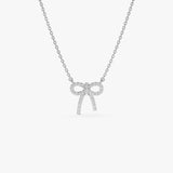 14k Diamond Bow Necklace 14K White Gold Ferkos Fine Jewelry