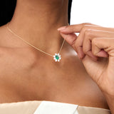 14k Oval Shape Emerald Necklace with Baguettes Ferkos Fine Jewelry