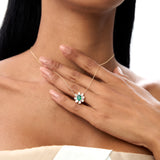 14k Oval Shape Emerald Necklace with Baguettes Ferkos Fine Jewelry
