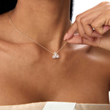 14K Gold Clover Baguette Diamond Necklace Ferkos Fine Jewelry