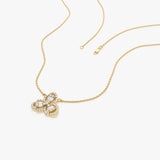 14K Gold Clover Baguette Diamond Necklace Ferkos Fine Jewelry