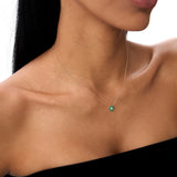 14K Bezel Setting Emerald Flower Diamond Necklace Ferkos Fine Jewelry