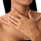 14K Bezel Setting Emerald Flower Diamond Necklace Ferkos Fine Jewelry
