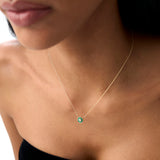 14K Bezel Setting Emerald Flower Diamond Necklace Ferkos Fine Jewelry