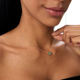14K Bezel Setting Emerald Flower Diamond Necklace Ferkos Fine Jewelry