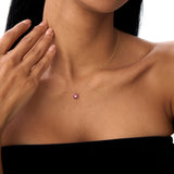 14K Bezel Setting Ruby Flower Diamond Necklace Ferkos Fine Jewelry