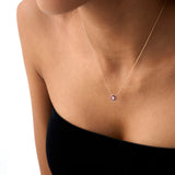 14K Bezel Setting Ruby Flower Diamond Necklace Ferkos Fine Jewelry