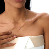 14K Bezel Setting Ruby Flower Diamond Necklace Ferkos Fine Jewelry