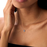 14K Bezel Setting Sapphire Flower Diamond Necklace Ferkos Fine Jewelry