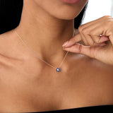 14K Bezel Setting Sapphire Flower Diamond Necklace Ferkos Fine Jewelry