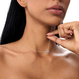 14K Bezel Setting Sapphire Flower Diamond Necklace Ferkos Fine Jewelry