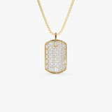 14K Baguette Diamond Dog Tag Pendant 14k Gold Ferkos Fine Jewelry