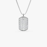 14K Baguette Diamond Dog Tag Pendant 14k White Gold Ferkos Fine Jewelry