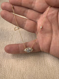 14k Gold Diamond by the Yard Necklace with Halo Marquise Center