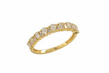 14K Gold Alternating Pear and Taper Baguette Diamonds Ring