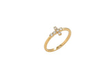 14K Gold Petite Diamond Cross Ring