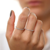 14K Rose Ultra Thin Half Eternity Baguette Diamond Stackable Ring