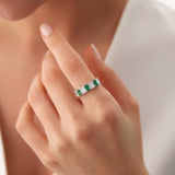 14K Baguette & Round Diamond with Genuine Emerald Ring Ferkos Fine Jewelry