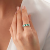 14K Baguette & Round Diamond with Genuine Emerald Ring Ferkos Fine Jewelry