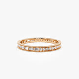 14k Half Baguette Half Round Diamond Eternity Band 14k Rose Gold Ferkos Fine Jewelry