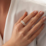 14k Baguette and Round Halo Diamond Ring Ferkos Fine Jewelry