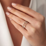 14k Gold Triple Row Mix Diamond Statement Ring Ferkos Fine Jewelry