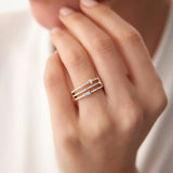 14k Gold Triple Row Mix Diamond Statement Ring Ferkos Fine Jewelry