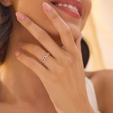 14k Princess Cut Ruby W/ Baguette and Round Diamond Ring Ferkos Fine Jewelry