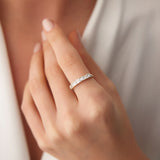 14k Vertical Baguette and Round Diamond Wedding Band Ferkos Fine Jewelry