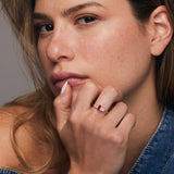 14k Gold Marquise Shape Ruby Ring with Baguette Accents Ferkos Fine Jewelry