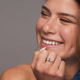 14k Gold Marquise Shape Sapphire Ring with Baguette Accents Ferkos Fine Jewelry