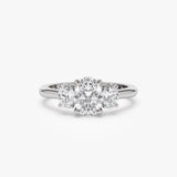 1.50 ctw 14k Oval Shape Lab-Grown Diamond Three Stone Engagement Ring - Serena 14K White Gold Ferkos Fine Jewelry