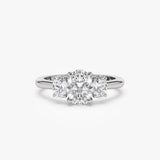 1.50 ctw 14k Oval Shape Lab Grown Diamond Three Stone Engagement Ring - Serena Ferkos Fine Jewelry