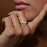 1.50 ctw 14k Emerald Cut Lab Grown Diamond Three Stone Engagement Ring - Julie Ferkos Fine Jewelry