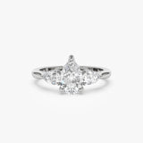 1.50 ctw 14k Pear Shaped Lab Grown Diamond Three Stone Engagement Ring - Emma Ferkos Fine Jewelry