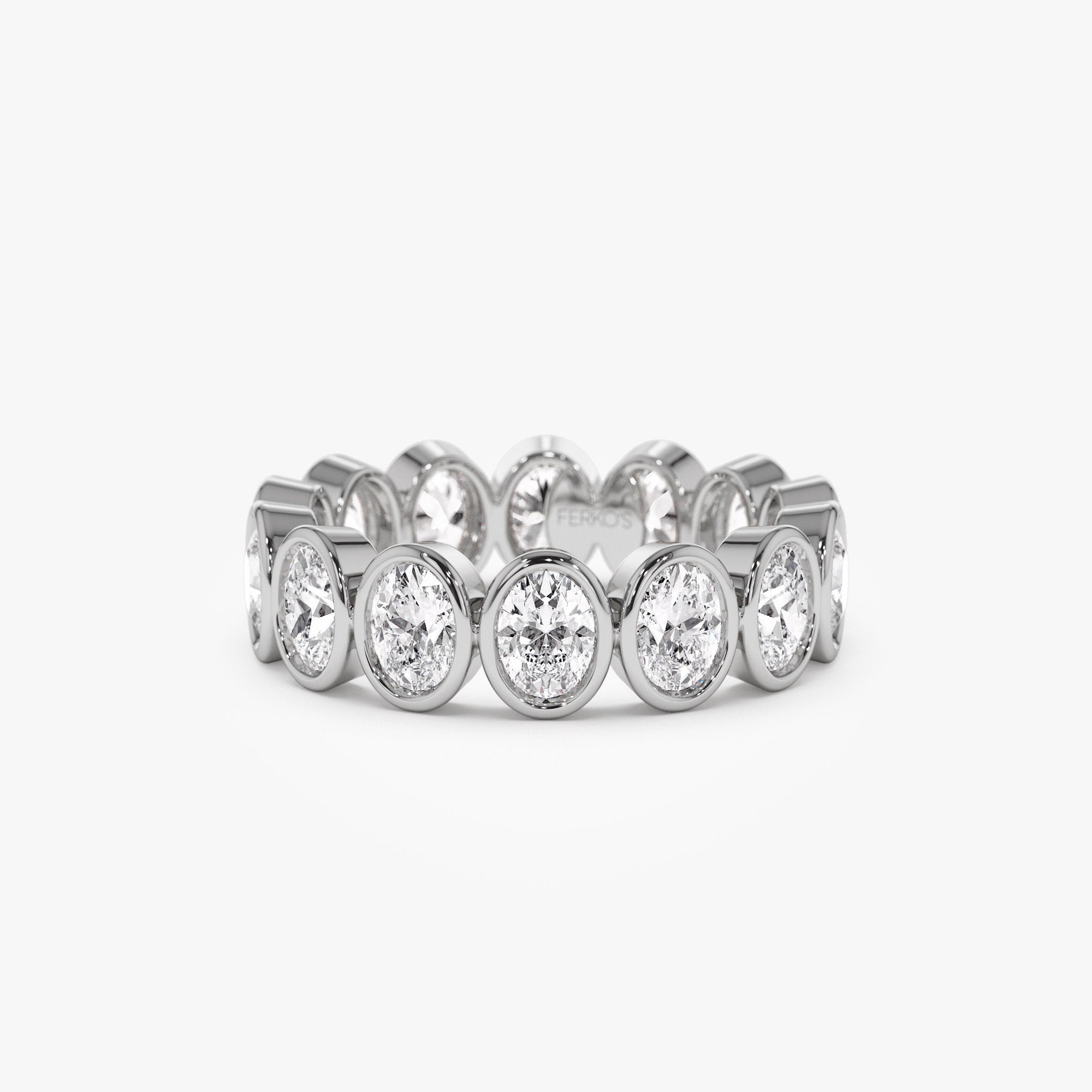 2.75 ctw 14k Bezel Setting Full Eternity Oval Shape Lab Grown Diamond Ring - Ella 14K White Gold Ferkos Fine Jewelry