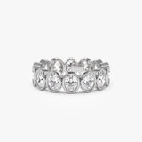2.75 ctw 14k Bezel Setting Full Eternity Oval Shape Lab Grown Diamond Ring - Ella 14K White Gold Ferkos Fine Jewelry