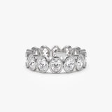 2.75 ctw 14k Bezel Setting Full Eternity Oval Shape Lab Grown Diamond Ring - Ella 14K White Gold Ferkos Fine Jewelry