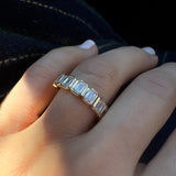 1.45 ctw 14k Bezel Setting Seven Stone Emerald Cut Lab Grown Diamond Wedding Ring - Zoey Ferkos Fine Jewelry