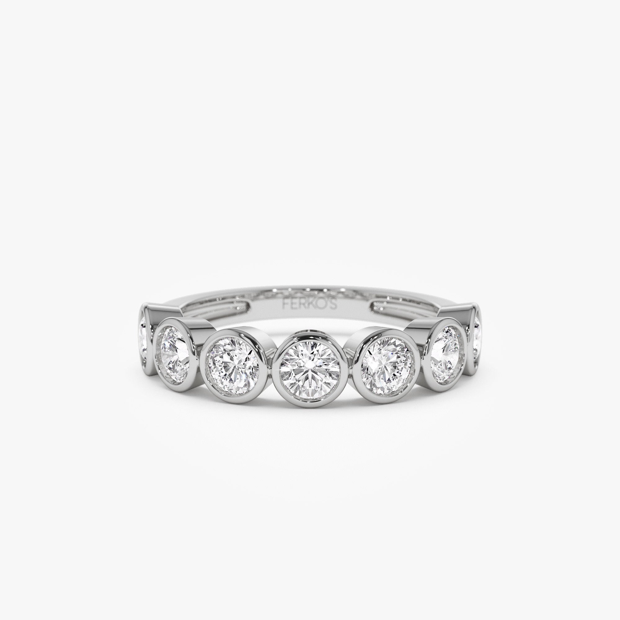 1.45 ctw 14k Bezel Setting Seven Stone Round Lab Grown Diamond Ring - Mila 14K White Gold Ferkos Fine Jewelry