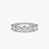 1.45 ctw 14k Bezel Setting Seven Stone Round Lab Grown Diamond Ring - Mila 14K White Gold Ferkos Fine Jewelry