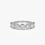 1.45 ctw 14k Bezel Setting Seven Stone Round Lab Grown Diamond Ring - Mila 14K White Gold Ferkos Fine Jewelry