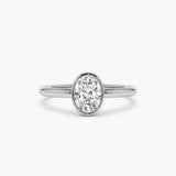 0.75 - 1.50 ctw 14k Bezel Setting Oval Shaped Lab Grown Diamond Engagement Ring - Cora 14K White Gold Ferkos Fine Jewelry