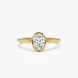 0.75 - 1.50 ctw 14k Bezel Setting Oval Shaped Lab Grown Diamond Engagement Ring - Cora 14K Gold Ferkos Fine Jewelry