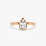 0.75 - 1.50 ctw 14k Bezel Setting Pear Shaped Lab Grown Diamond Engagement Ring - Arianna 14K Rose Gold Ferkos Fine Jewelry