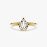 0.75 - 1.50 ctw 14k Bezel Setting Pear Shaped Lab Grown Diamond Engagement Ring - Arianna 14K Gold Ferkos Fine Jewelry