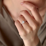 0.75 - 1.50 ctw 14k Four Prong Setting Emerald Cut Lab Grown Diamond Engagement Ring - Esther Ferkos Fine Jewelry