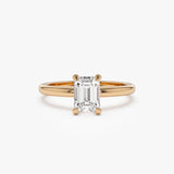 0.75 - 1.50 ctw 14k Four Prong Setting Emerald Cut Lab Grown Diamond Engagement Ring - Esther 14K Rose Gold Ferkos Fine Jewelry