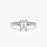 0.75 - 1.50 ctw 14k Four Prong Setting Emerald Cut Lab Grown Diamond Engagement Ring - Esther 14K White Gold Ferkos Fine Jewelry